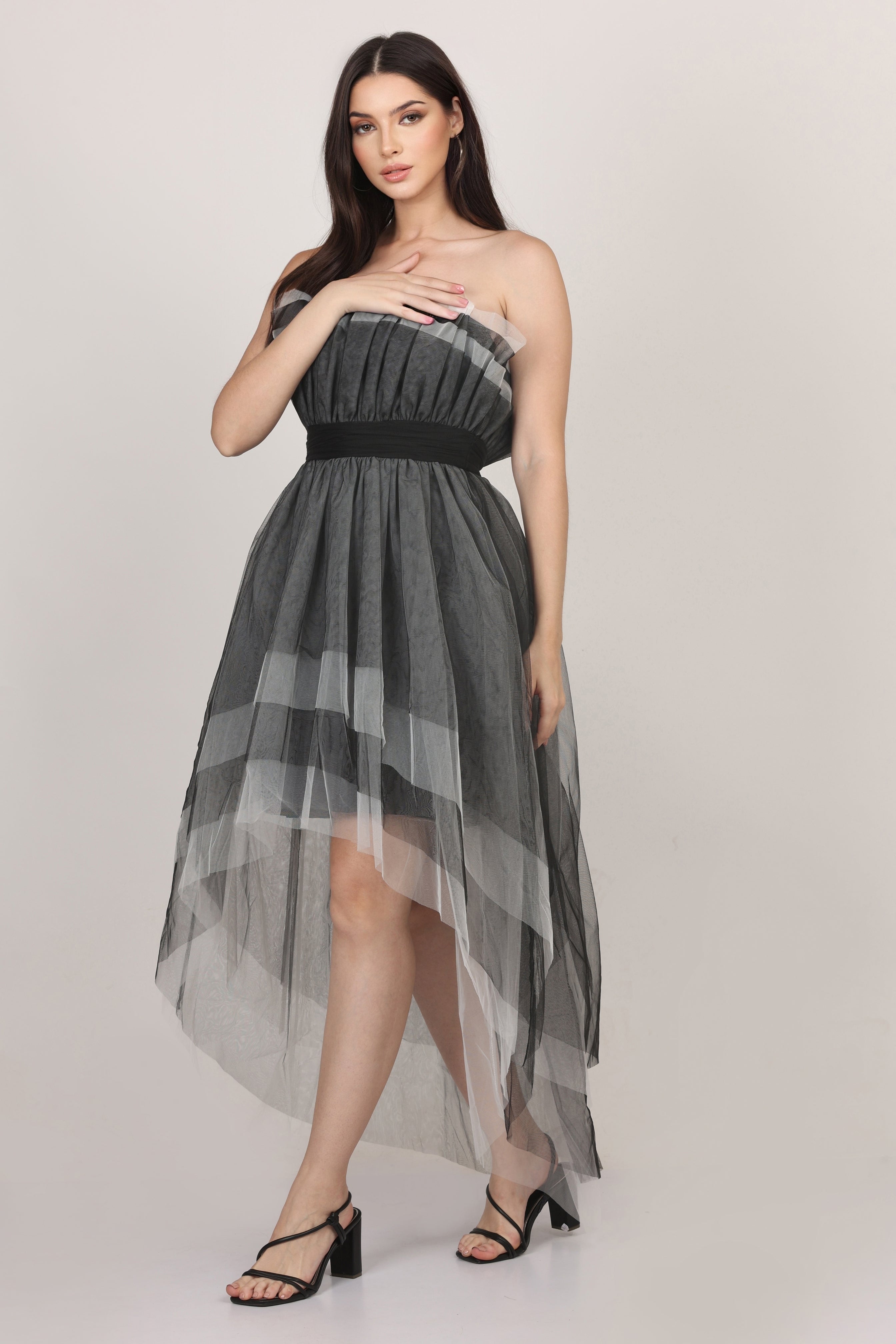 Elegant Wednesday High Low Tulle Dress in Black - Perfect for Parties, Weddings & Special Occasions