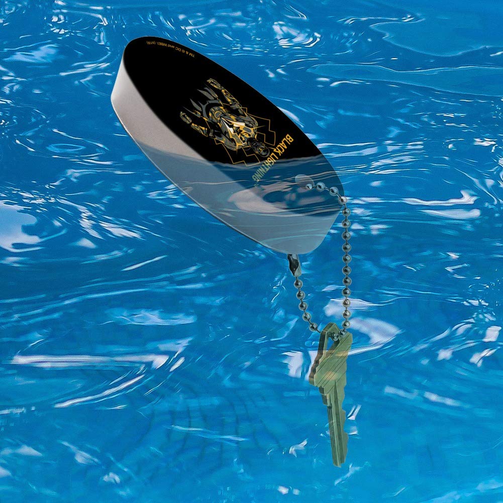 Black Lightning Graphic Floating Keychain - Oval Foam Fishing Boat Buoy Key Float for Water Sports & Outdoor Activities | Durable Waterproof Key Holder for Boating, Kayaking, Swimming