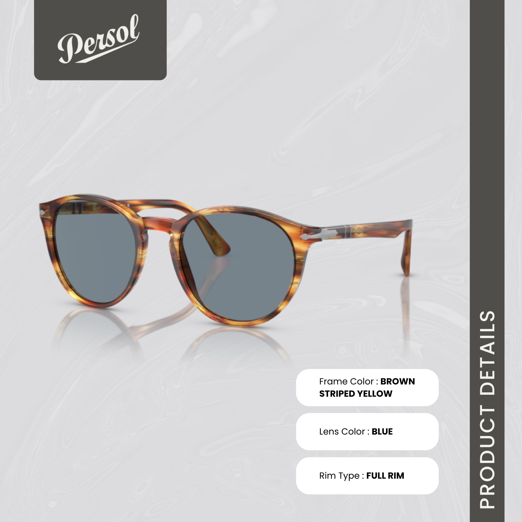Persol PO3152S Round Polarized Sunglasses for Men - UV Protection & Stylish Design + BUNDLE With Premium iWear Eyewear Kit | Perfect for Driving, Outdoor Activities & Fashion Accessories