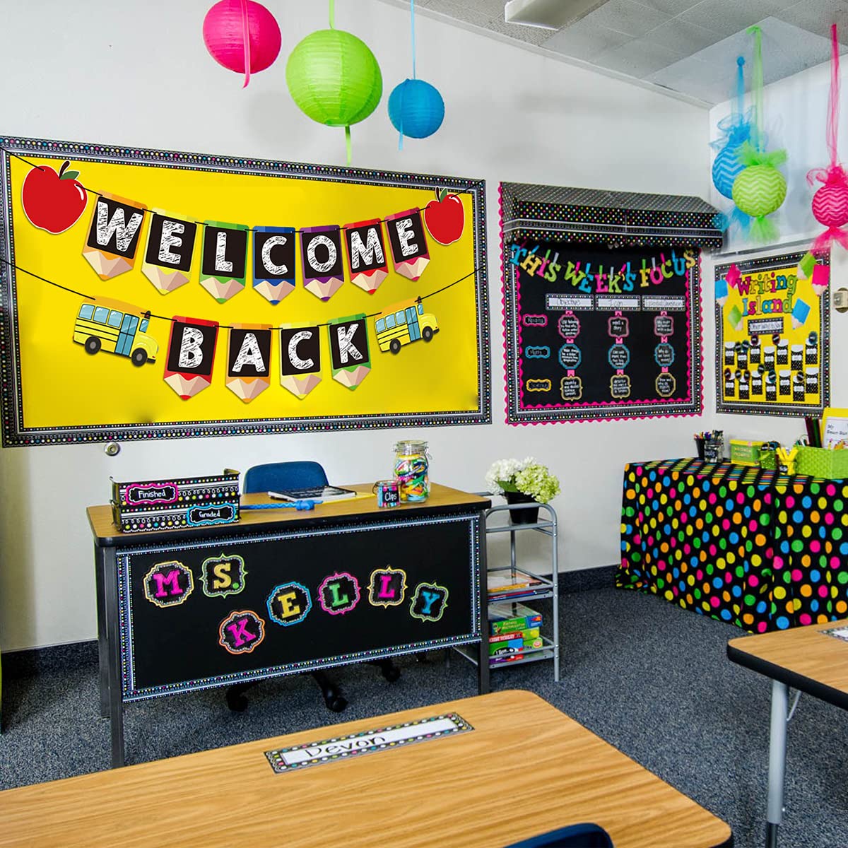 Welcome Back Banners - 2 Pack Classroom Decorations for Back to School & Teacher Appreciation | No DIY Required | Perfect for Bulletin Boards, Door Decor & Party Decorations