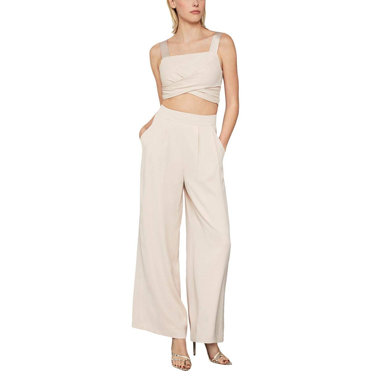 BCBGMAXAZRIA Women's Wide-Leg Twill Pants - High Waist Comfortable Work Trousers for Office & Business Casual Outfits