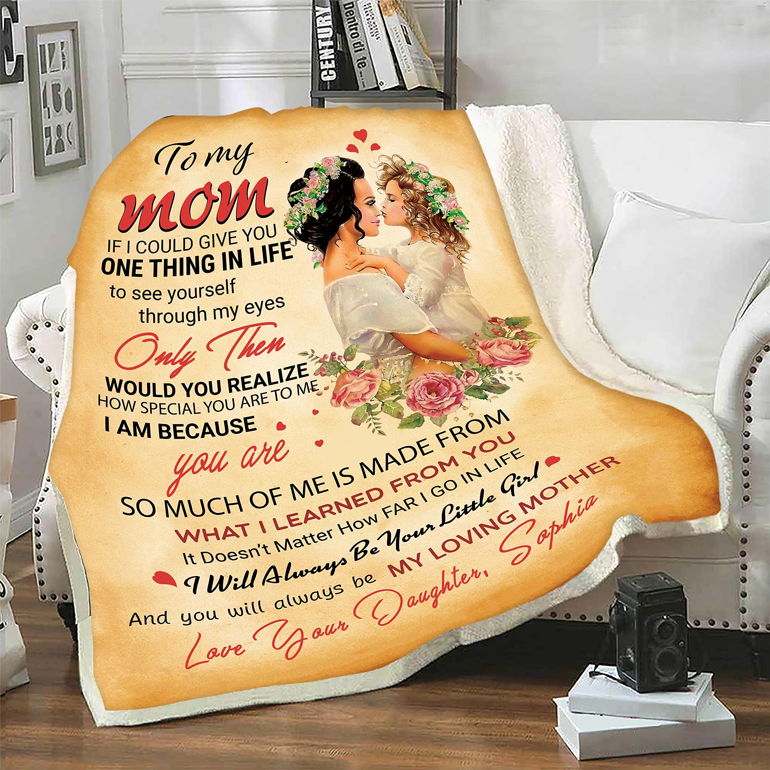 Personalized Name Blanket for Mom - Custom Mother's Day & Birthday Gift from Daughter | 'I'll Always Be Your Little Girl' Embroidery | Ultra-Soft Premium Quality Throw | Made in USA | Perfect for Cozy Nights, Family Movie Time & Heartwarming Surprises