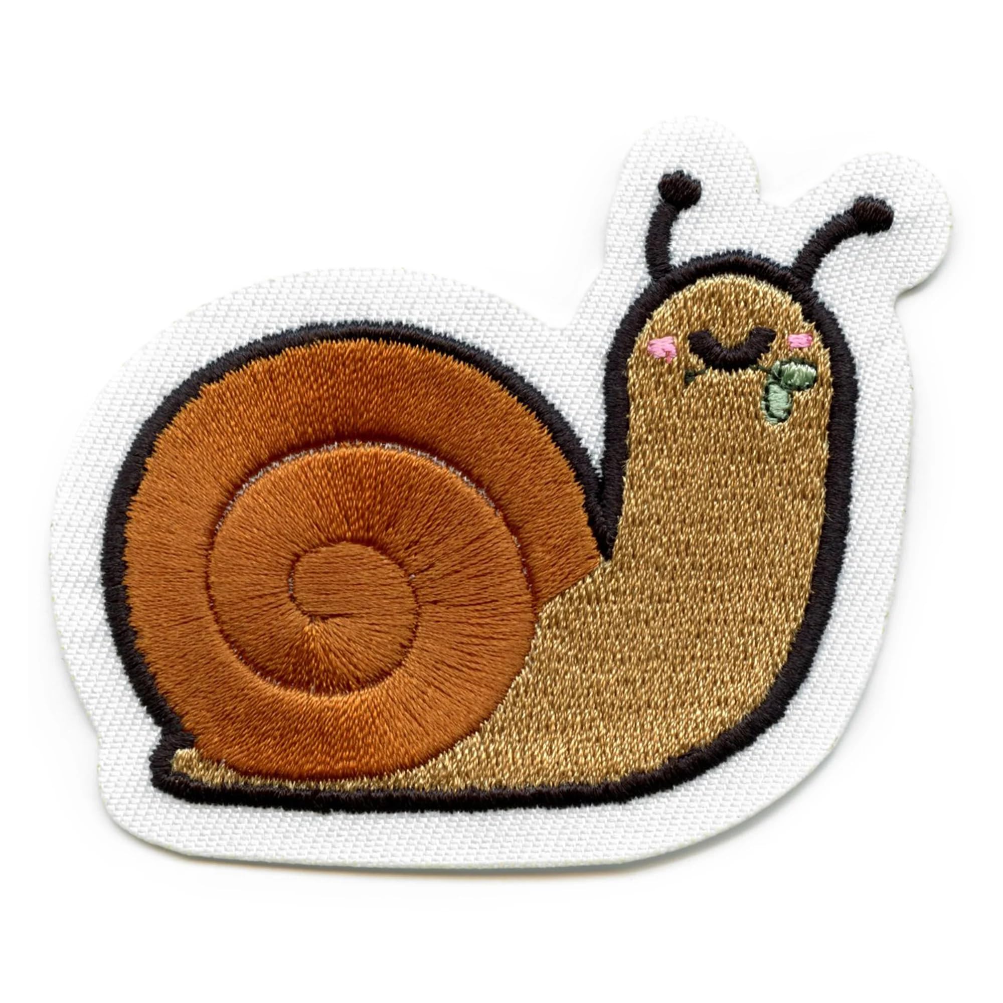 Adorable Snail Embroidered Iron-On Patch with Leaf Design - Perfect for DIY Clothing, Backpacks, and Denim Jackets