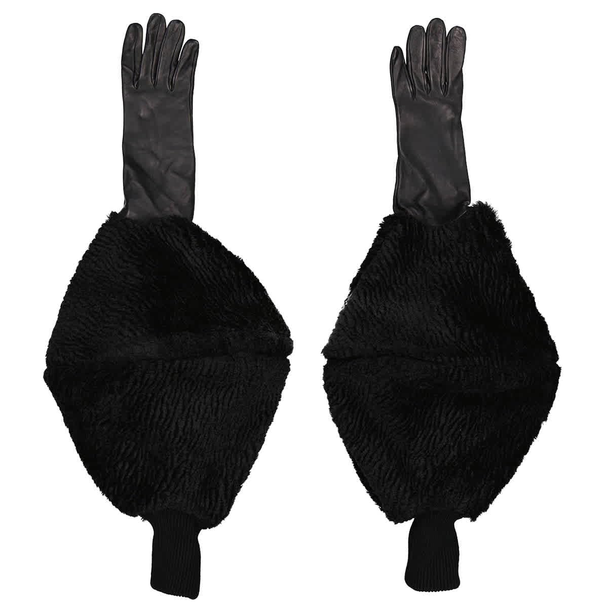 Burberry Black Chenille Puffy Sleeve Gloves - Size 6.5 | Luxury Winter Fashion Accessories for Women | Perfect for Cold Weather, Parties & Formal Events