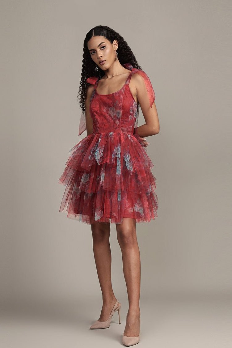 Stylish Sava Mini Dress in Red Print - Perfect for Summer Outfits, Parties & Casual Wear | Trendy Women's Fashion
