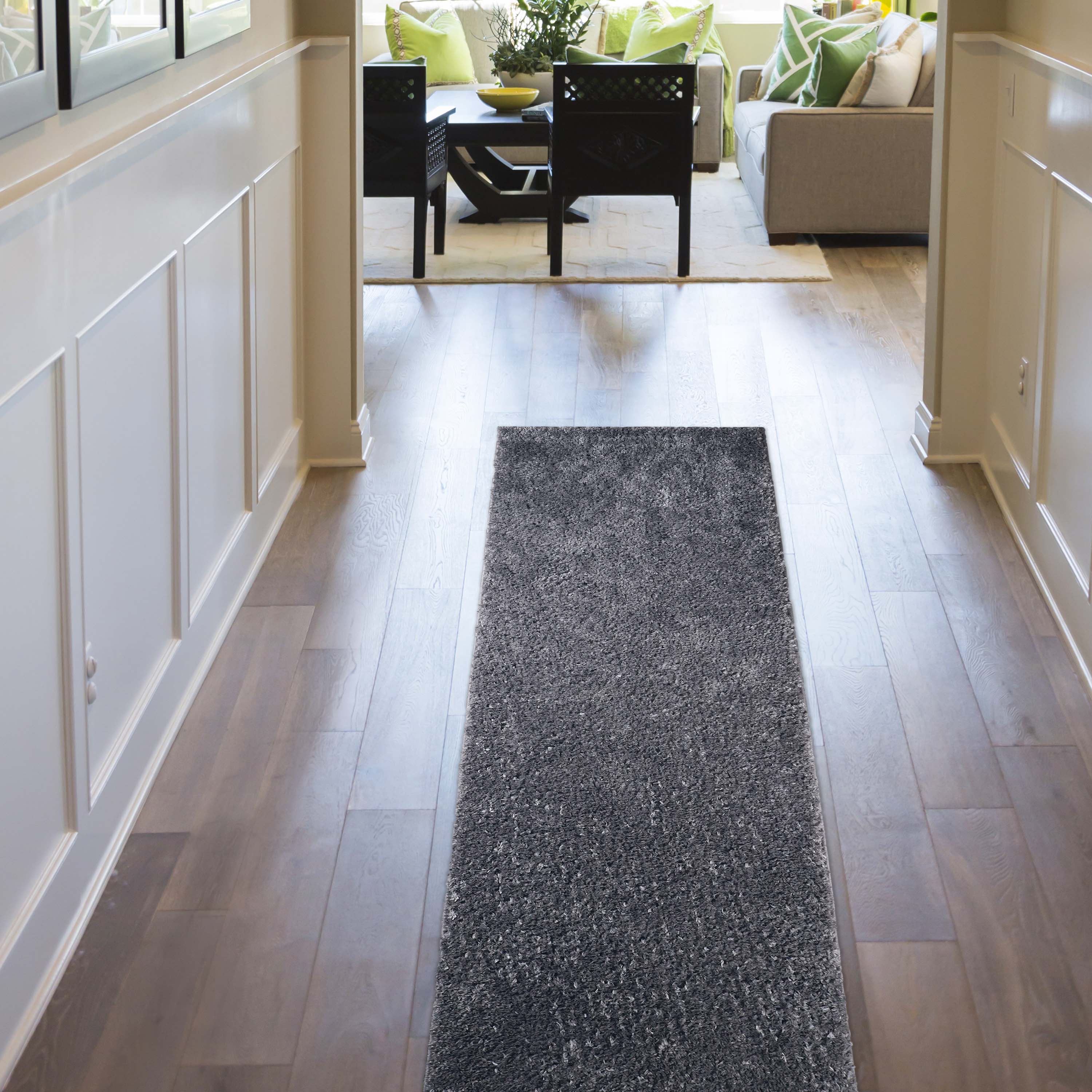 Berlin Solid Indoor Plush Shag Runner Rug - Soft Area Rug for Living Room, Bedroom, Nursery - Non-Slip Comfortable Floor Mat for Home Decor
