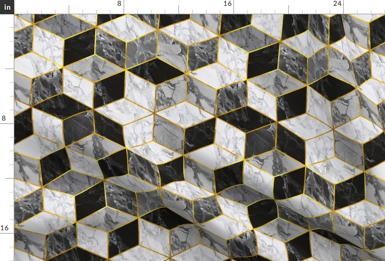 Premium Spoonflower Fabric - Modern Gold Marble Geometric Print on Soft Minky Fabric - Fat Quarter for Sewing Projects, Baby Blankets, Quilt Backing & Plush Toys - Perfect for Nursery Decor, DIY Crafts & Home Decor Projects