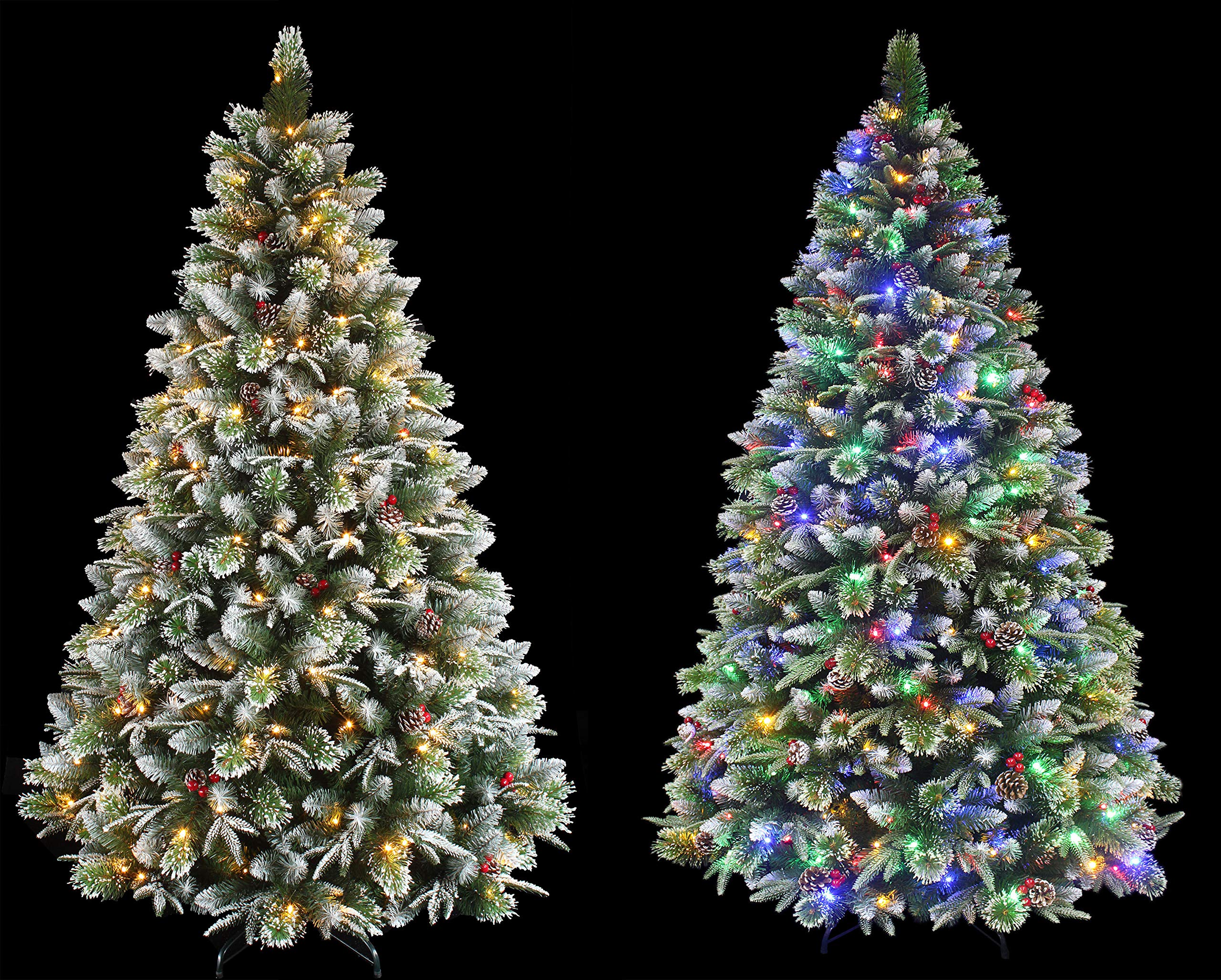 5ft Pre-lit Flocked Pine Christmas Tree with Color Changing LED Lights - Perfect for Holiday Home Decor, Office, and Party Decoration