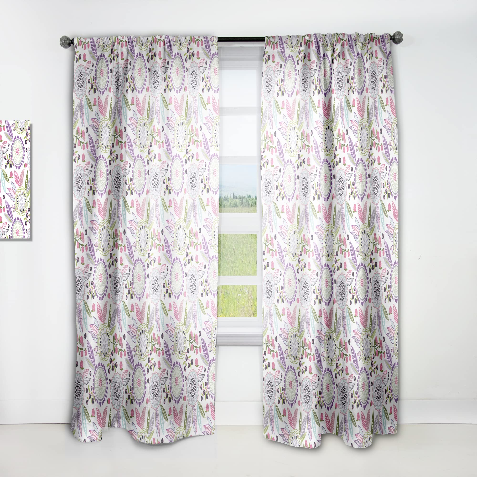 DesignQ Floral Print Thermal Insulated Curtains - Single Panel 52x63 Inches - Elegant Bedroom & Living Room Window Drapes for Home Decor | Perfect for Light Filtering & Temperature Control