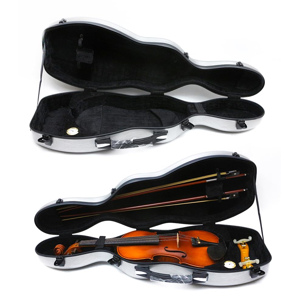 Premium 4/4 Full Size Violin Hard Case - Carbon Fiber Composite with Soft Padding, Strong Handle & Back Straps (Silver) | Perfect for Travel, Performances & School Use