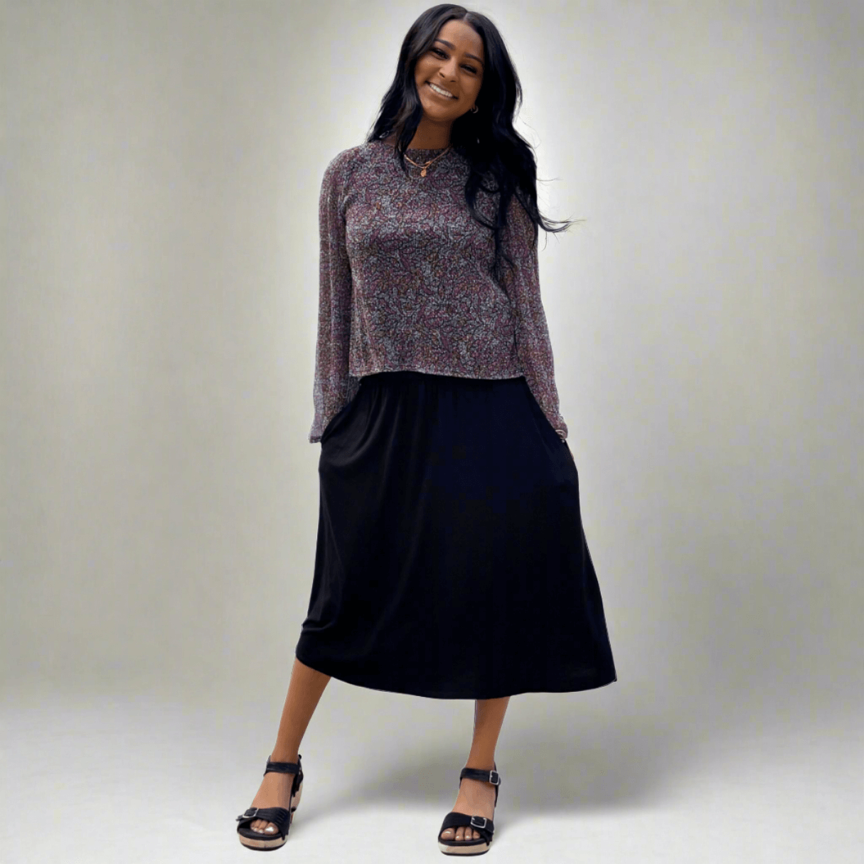 Elegant Bell Sleeve Blouse - Made in USA | Women's Fashion Top for Office, Date Night & Special Occasions