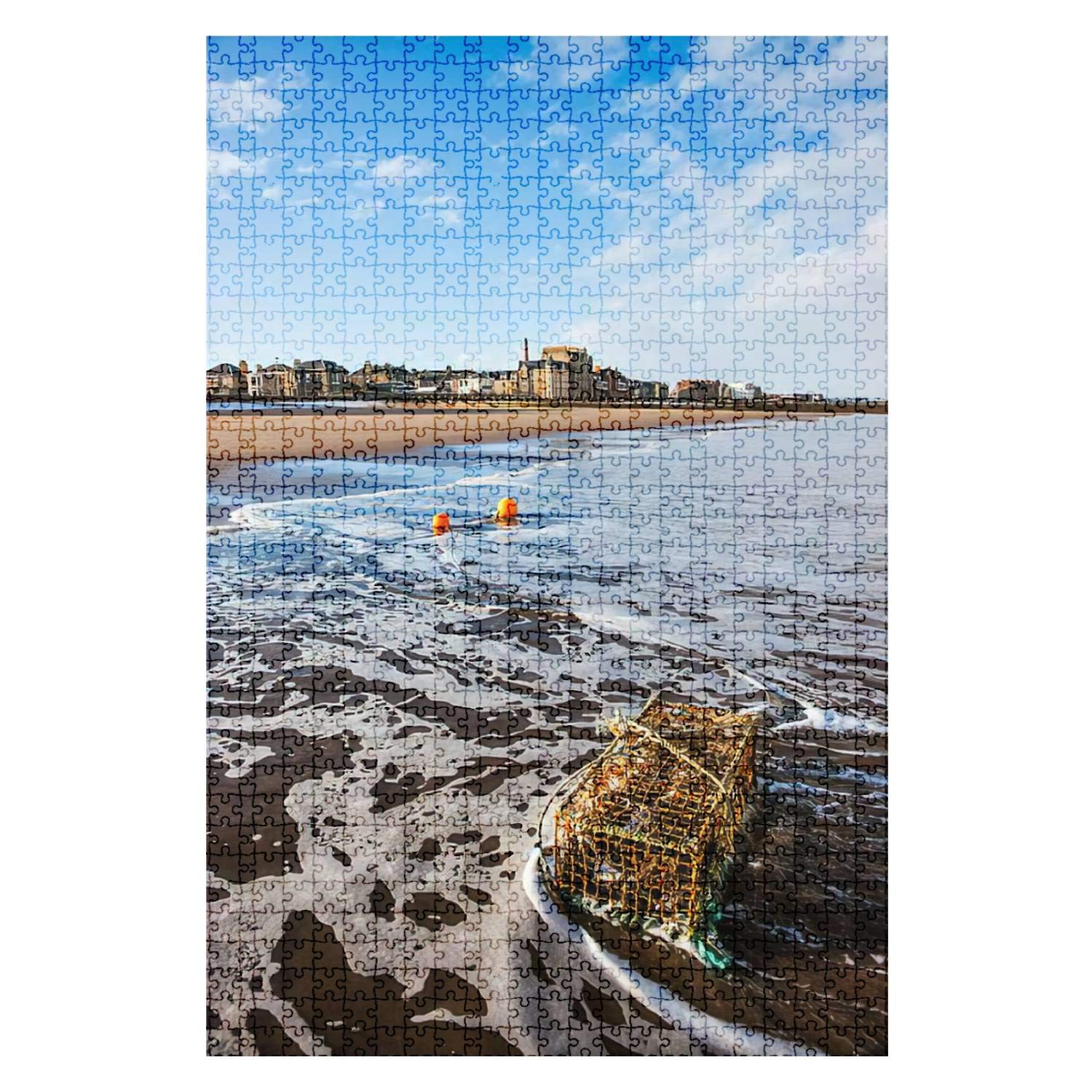 1000-Piece Wooden Jigsaw Puzzle - Lobster Pot & Buoys Ocean Scene - Fun Challenging Adult Puzzle Game - DIY Educational Toy Gift for Adults & Kids - Home Decor & Family Game Night Activity