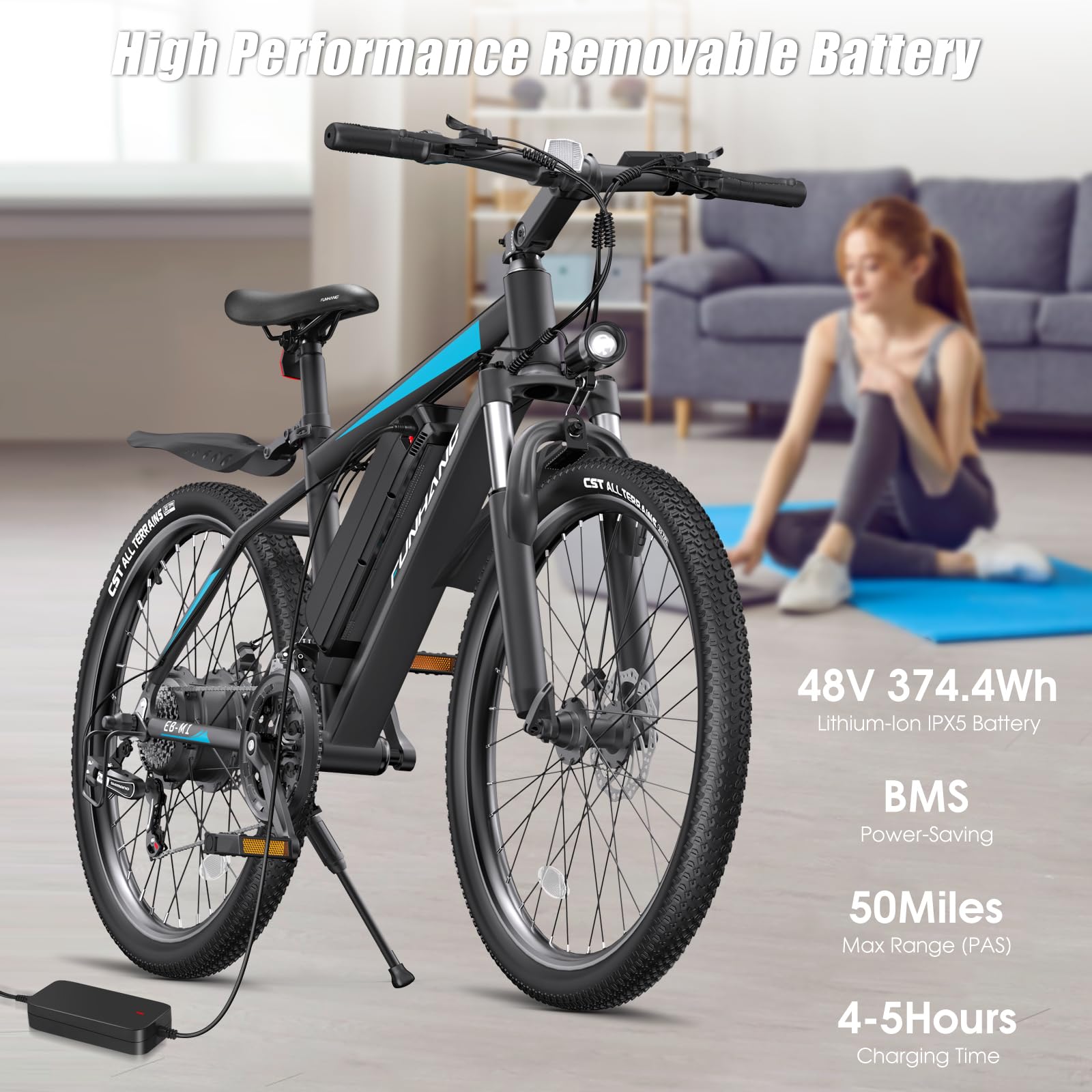 1000W Electric Bike for Adults - 50 Miles Range, 21.7MPH Speed - 26