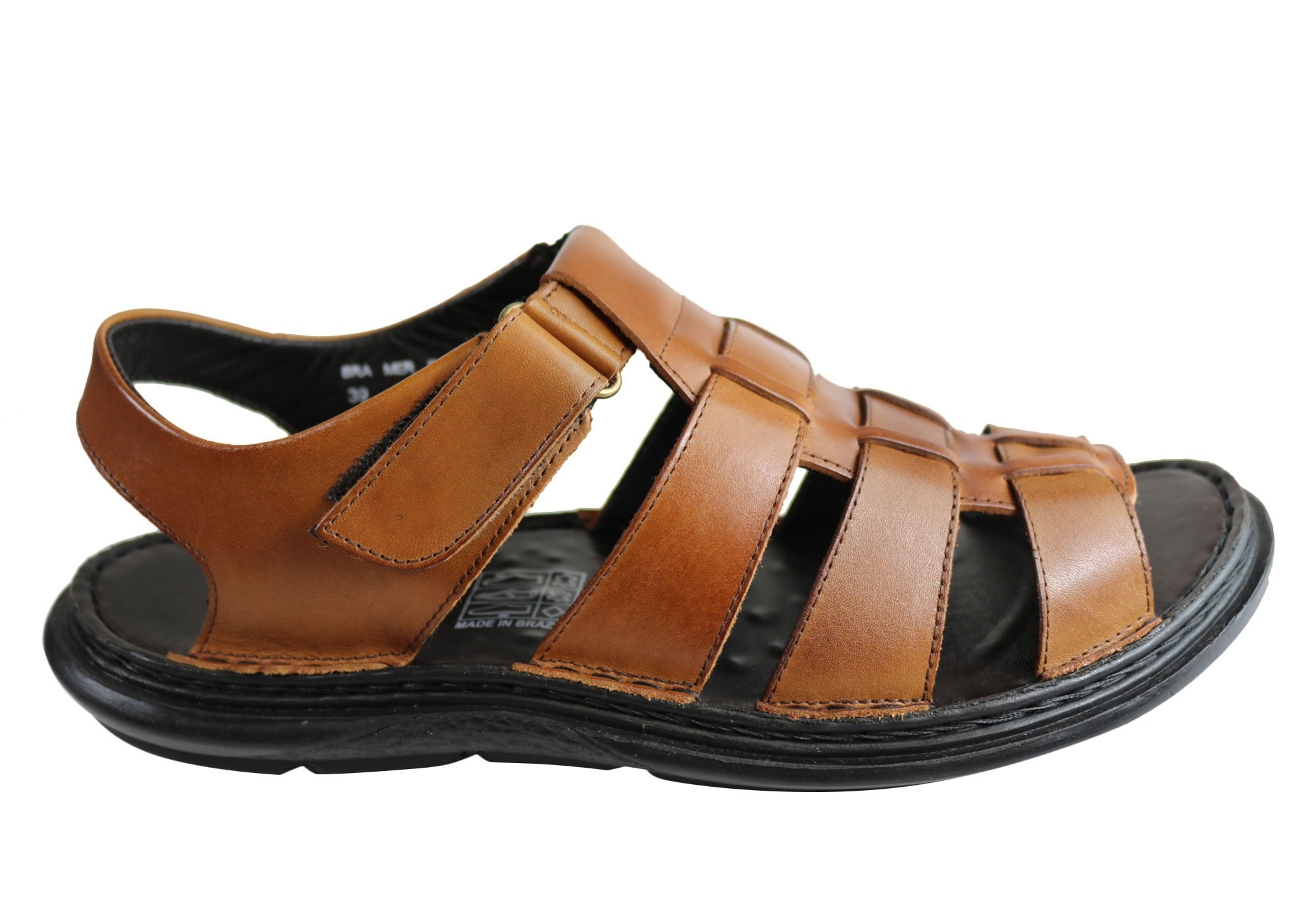 Savelli Kain Men's Leather Comfortable Cushioned Sandals - Handmade in Brazil - Perfect for Beach, Vacation & Summer Outdoor Activities