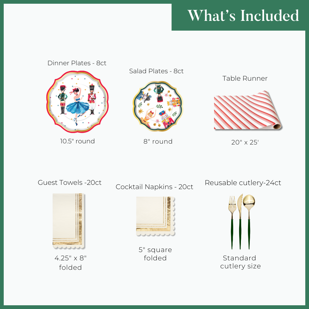 Whimsical Nutcracker Table Setting - Festive Holiday Dinnerware Set for Christmas & Winter Celebrations - Perfect for Holiday Parties, Family Gatherings & Seasonal Decor