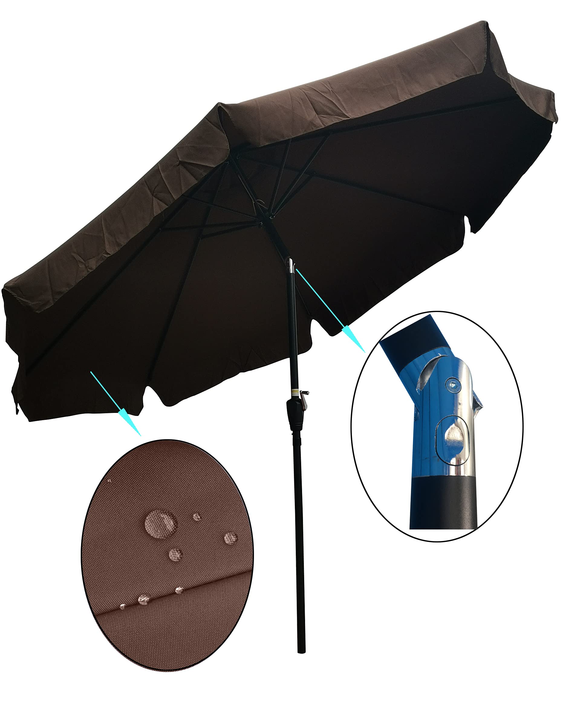 10 ft Outdoor Patio Umbrella with Crank & Tilt - Round Market Table Umbrella for Garden, Deck, Backyard & Pool Shade | Perfect for Outdoor Dining, Lounging & Sun Protection