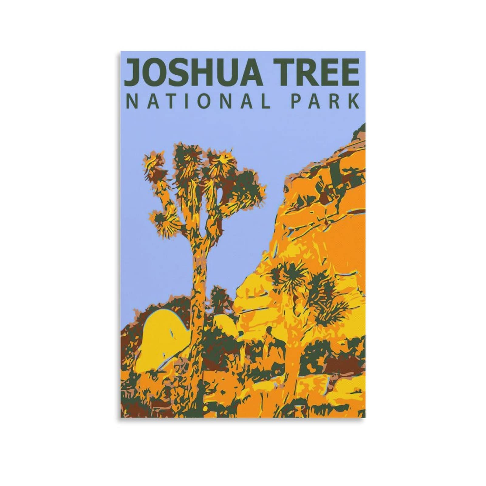 Joshua Tree Vintage National Park Travel Poster - Stone Mountain Canvas Wall Art Print (20x30cm/8x12in) for Living Room, Bedroom & Office Decor | Nature-Inspired Home Decor Gift for Travel Lovers