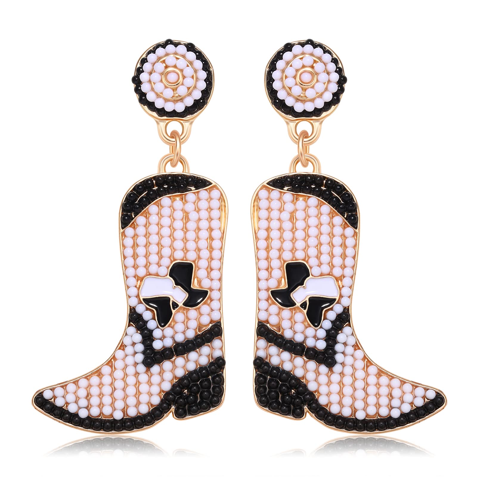 Western Cowgirl Boot Earrings for Women - Boho Beaded Dangle Drop Earrings, Y2K Fashion Jewelry, Perfect for Parties & Gifts | Country Style Accessories for Concerts, Festivals & Cowgirl Outfits