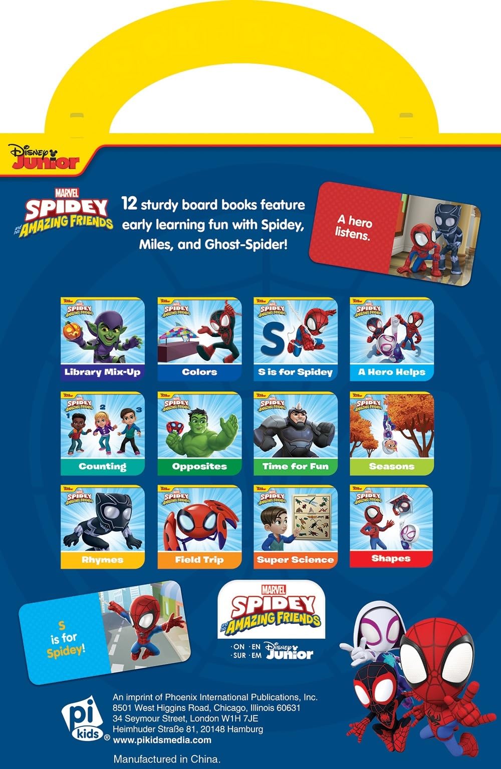 Marvel Spidey and His Amazing Friends - 12 Board Book Set for Toddlers | First Words, Alphabet, Numbers Learning | Baby Early Education Books | Perfect for Bedtime Stories & Preschool Learning