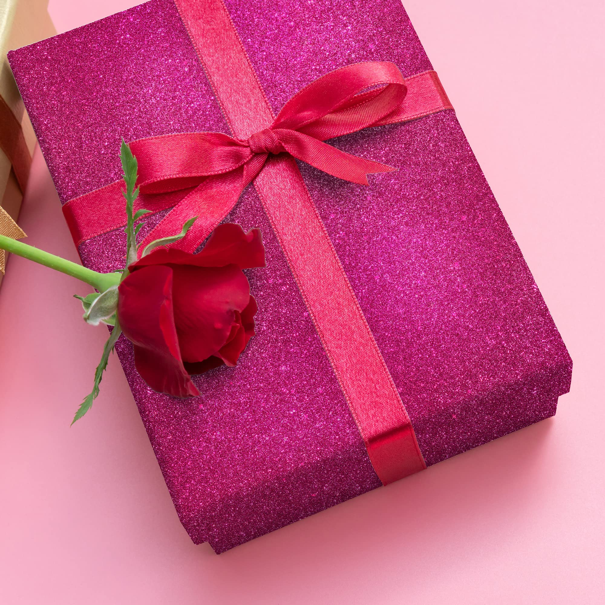 VEELIKE Hot Pink Glitter Wallpaper - Peel and Stick Removable Self-Adhesive Vinyl Roll (15.7''x354'') for Bedroom Walls, Cabinets, Drawers & Girl's Room Decor - Sparkle Pink Glitter Contact Paper for DIY Home Improvement & Party Decorations