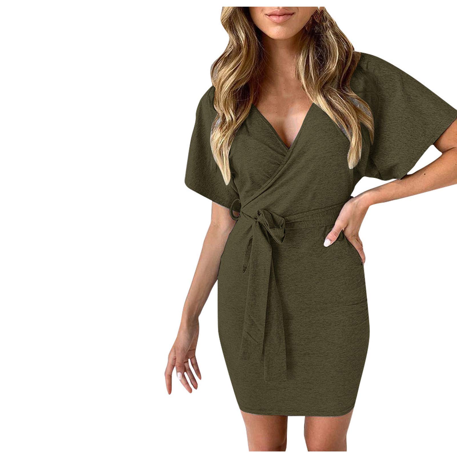 MOMKER Women's Spring & Summer V-Neck Flowy One-Piece Dress 2022 - Casual Sleeveless Sundress for Beach, Vacation & Everyday Wear