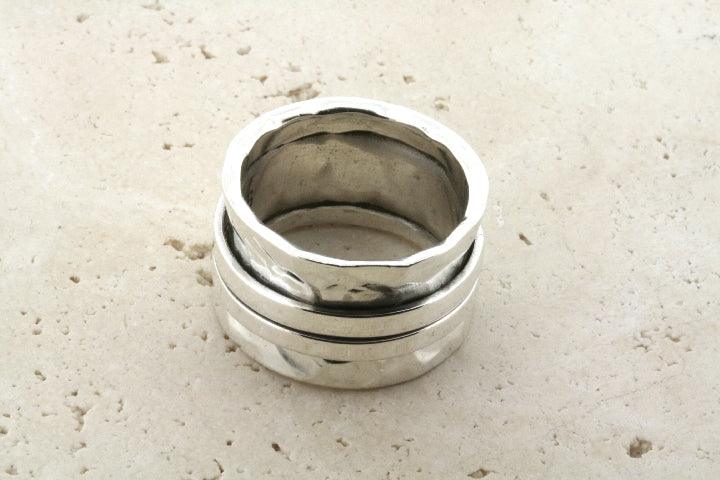 Concave Battered 2 Clean Spinner Ring - Unique Stainless Steel Fashion Jewelry for Men & Women - Perfect for Everyday Wear, Gifts, and Special Occasions