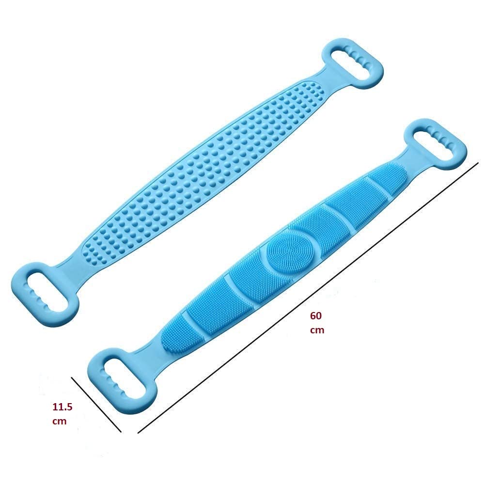 Revin Enterprise Silicone Body Scrubber Belt - Dual Sided Exfoliating Brush for Dead Skin Removal & Deep Cleaning Massage | Shower Scrubber for Men & Women | Multicolor | Perfect for Spa, Bath & Relaxation at Home