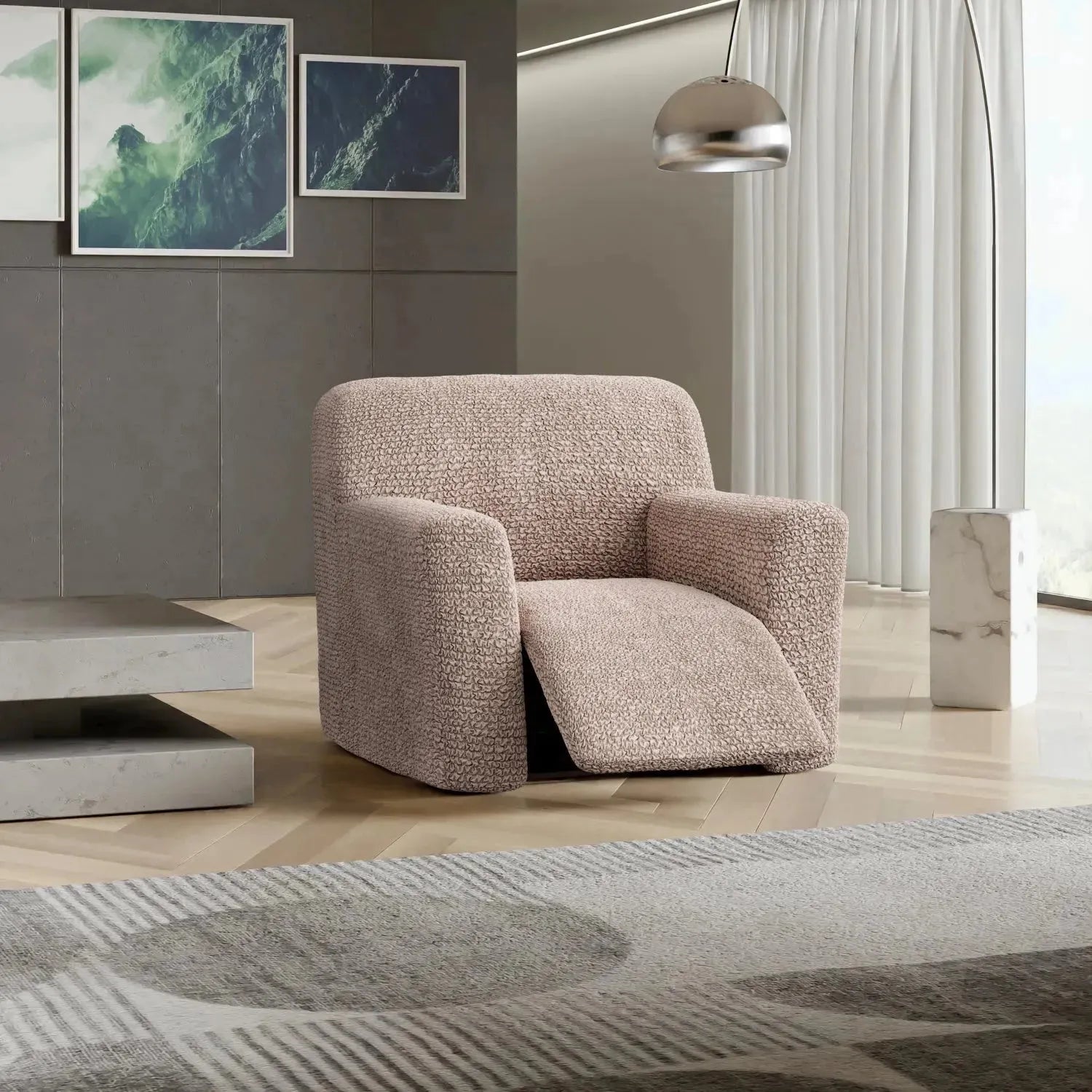 Microfiber Reclining Armchair Slipcover - Stretchable Furniture Protector for Living Room, Bedroom & Home Theater - Easy Wash Sofa Cover for Comfort & Style