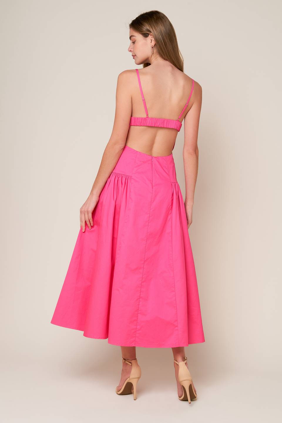 Pink Sands Open Back Midi Dress - Flowy Summer Beach Dress for Women, Perfect for Vacations, Weddings & Outdoor Events