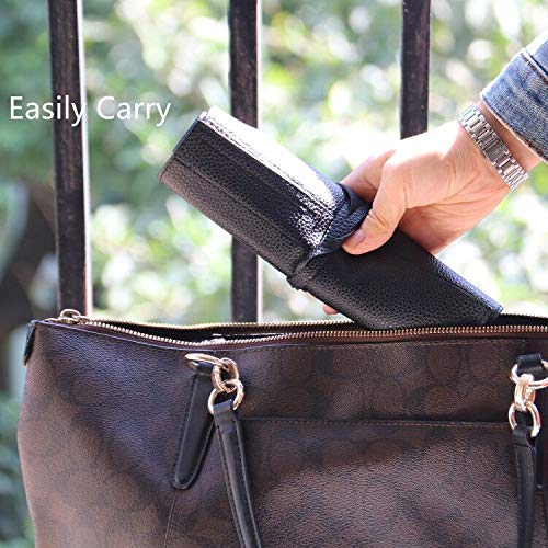 Premium PU Leather Makeup Brush Travel Case - Roll Up Cosmetic Brush Holder Organizer with Storage Pouch for Makeup Brushes | Perfect for Travel, Home & Salon Use