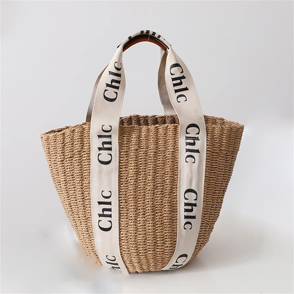 Women's Woven Straw Shoulder Bag - Large Capacity Beach Tote for Summer, Travel, Shopping (One Size, Photo Color) | Perfect for Beach Outings, Picnics, and Casual Daily Use