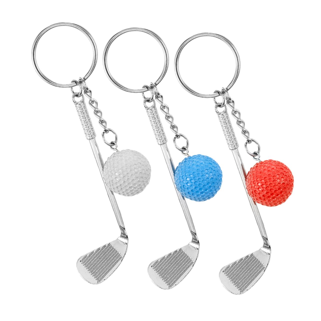 WOONEKY Golf Keychain Set - 3pcs Metal Golf Pendant Keyrings for Golf Clubs | Lightweight & Durable Golf Gift for Men & Women | Perfect for Golf Enthusiasts, Bag Tags, Tournament Prizes