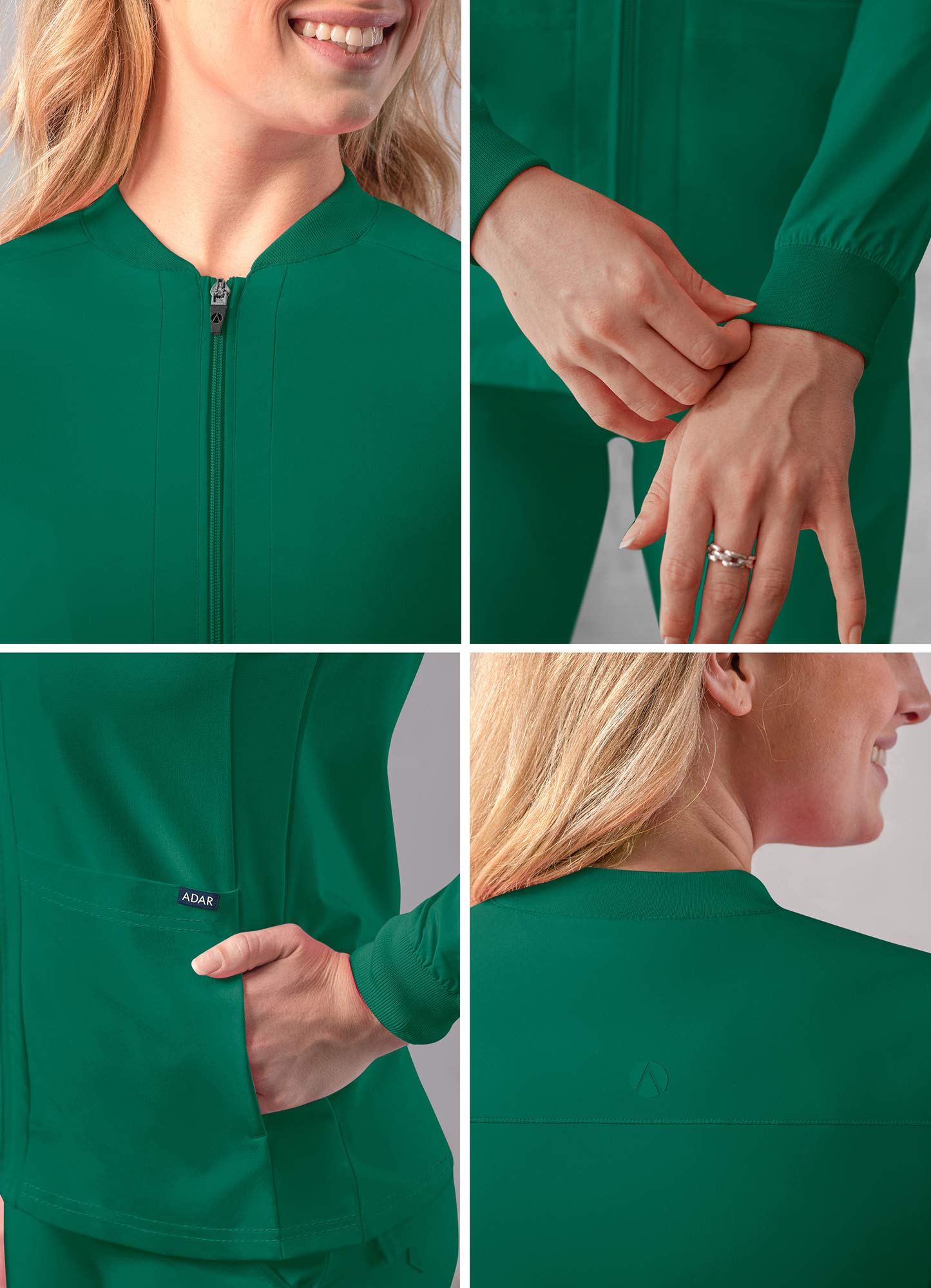 Adar Addition Women's Zippered Bomber Scrub Jacket - Comfortable Medical Uniform for Nurses & Healthcare Professionals - Perfect for Hospitals, Clinics & Work Shifts