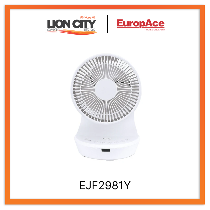 EuropAce EJF 2981Y 9-Inch White Jet Turbine Fan - High Velocity Cooling for Home, Office & Workshop | Quiet & Energy Efficient Air Circulation