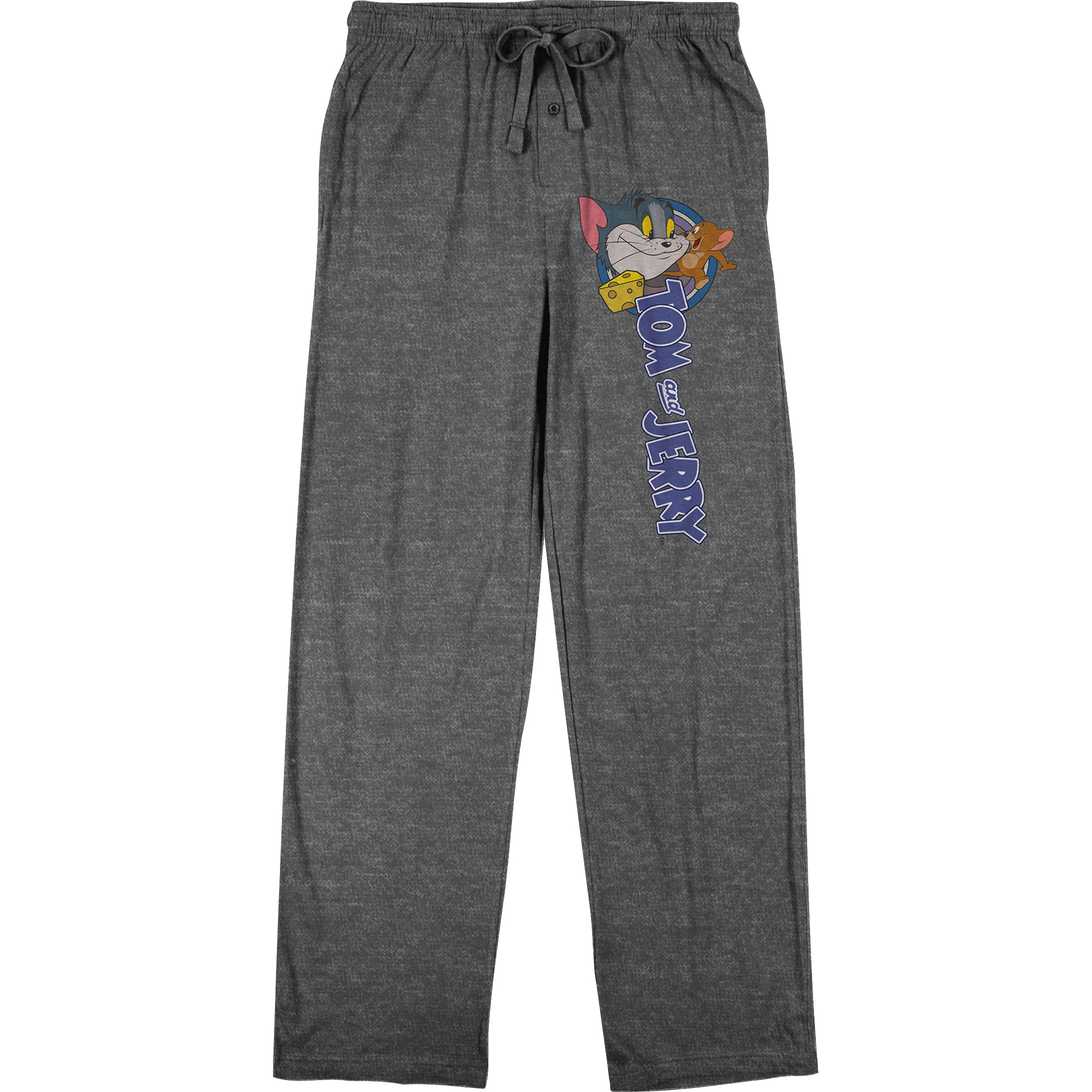 Tom and Jerry Men's Sleep Pajama Pants - Classic Cartoon Character Lounge Pants for Relaxing at Home & Sleepwear - Soft Charcoal Grey Cotton PJ Pants for Fans & Gift Ideas