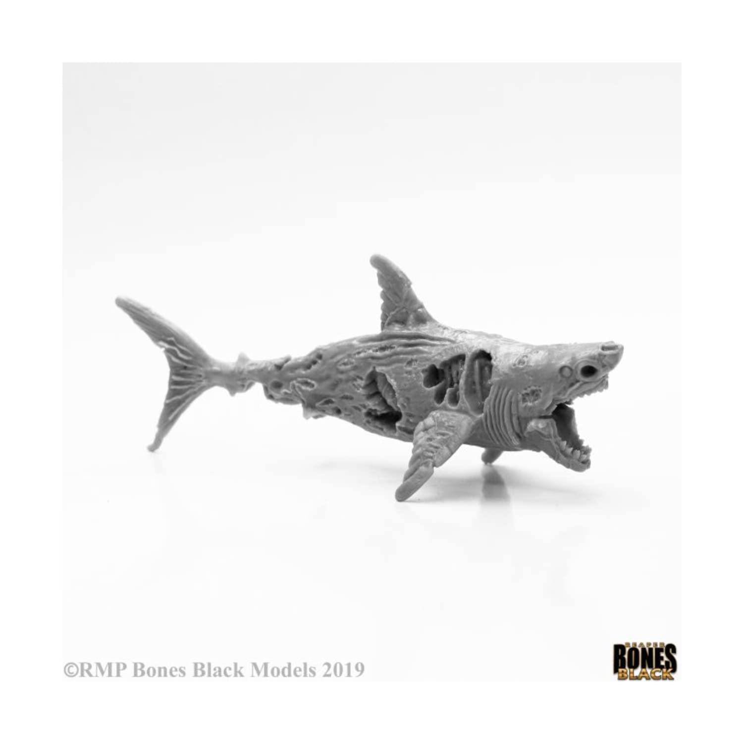 Zombie Shark Miniature 25mm Heroic Scale Unpainted Figure - Bones Black Reaper Miniatures for Tabletop RPG, Wargaming & D&D Scenery