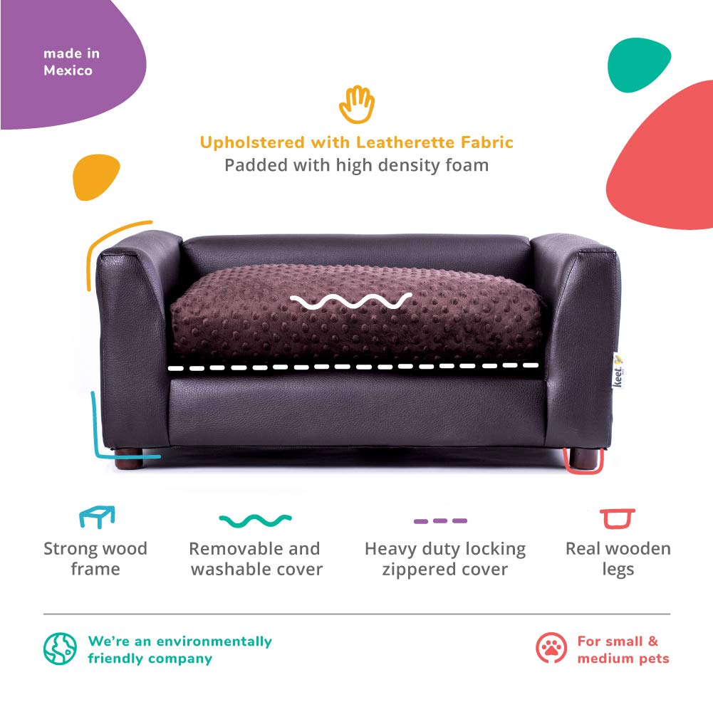 Keet Fluffy Deluxe Dog Bed for Medium Dogs - Soft Plush Orthopedic Pet Bed with Removable Washable Cover - Chocolate Brown - Perfect for Bedroom, Living Room & Kennel Use