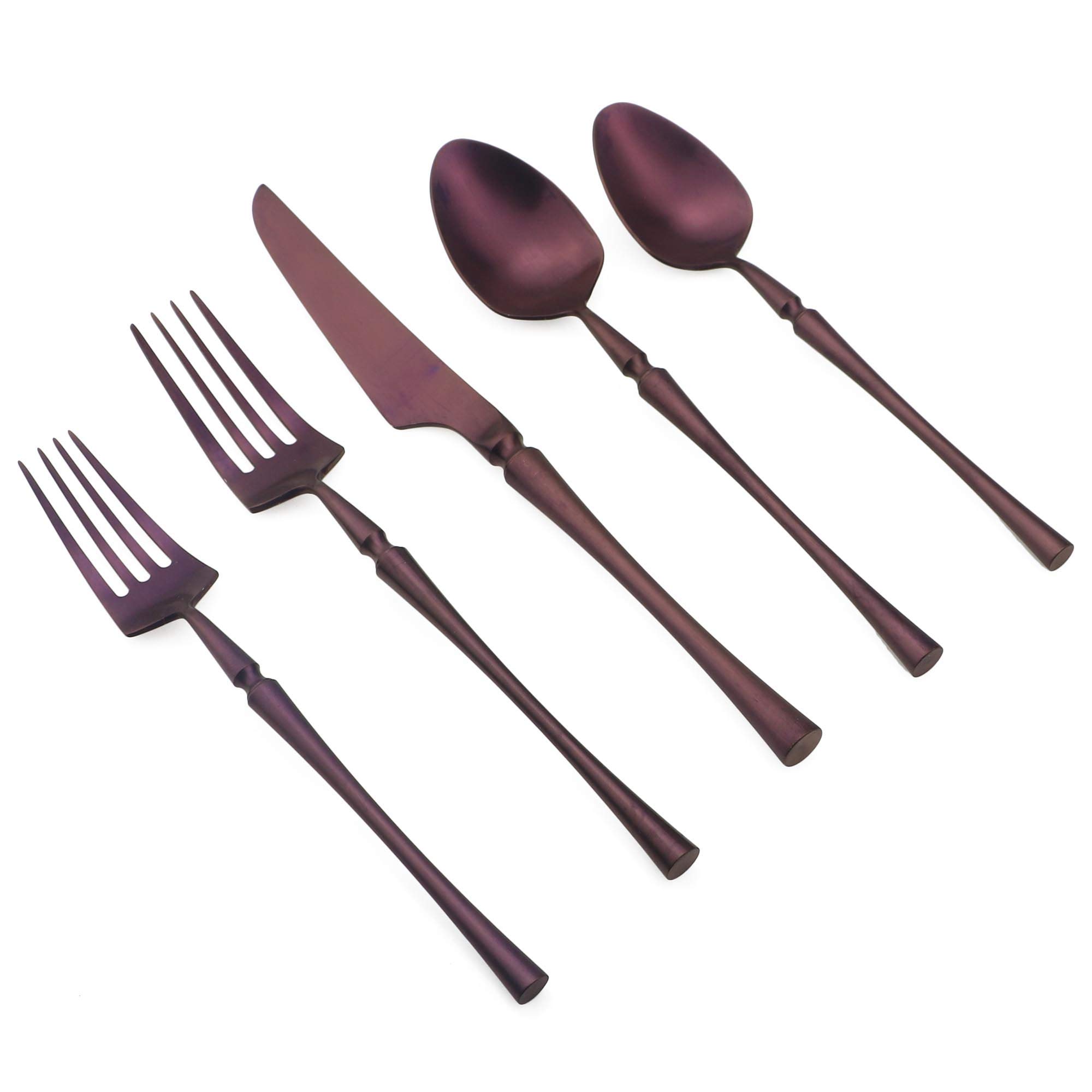 20-Piece Luxury 18/10 Stainless Steel Flatware Set - Matte Purple Silverware for Dining, Wedding & Gift - Durable Cutlery Set for Restaurants, Home & Special Occasions