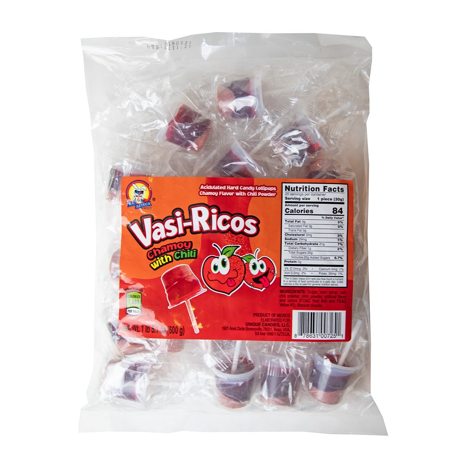Azteca Vasi Rico Chamoy Candy - 12ct Bag of Mexican Tamarind Chili Candy | Perfect for Parties, Snacking & Gifting