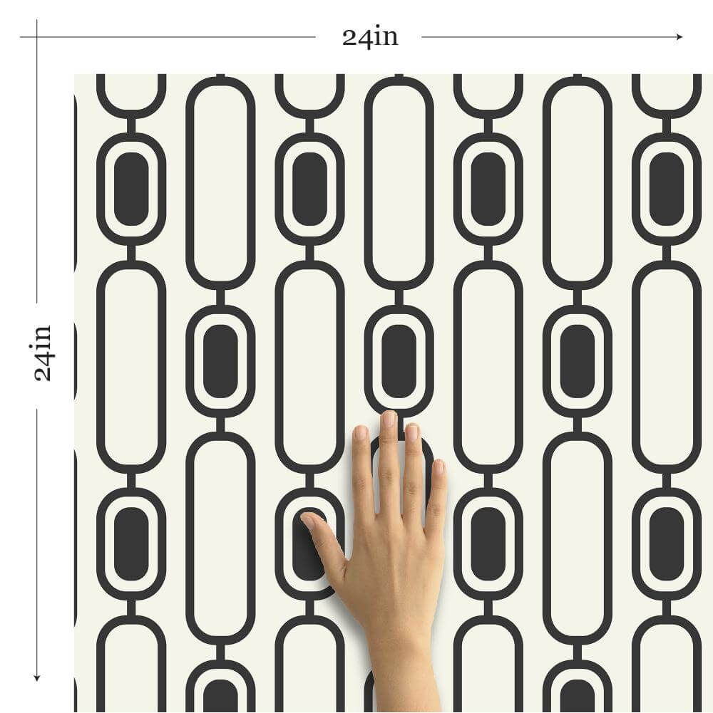 Black and White Geometric Peel and Stick Removable Wallpaper - Self-Adhesive Decorative Wall Covering for Bedroom, Living Room, Nursery, and Office Decor