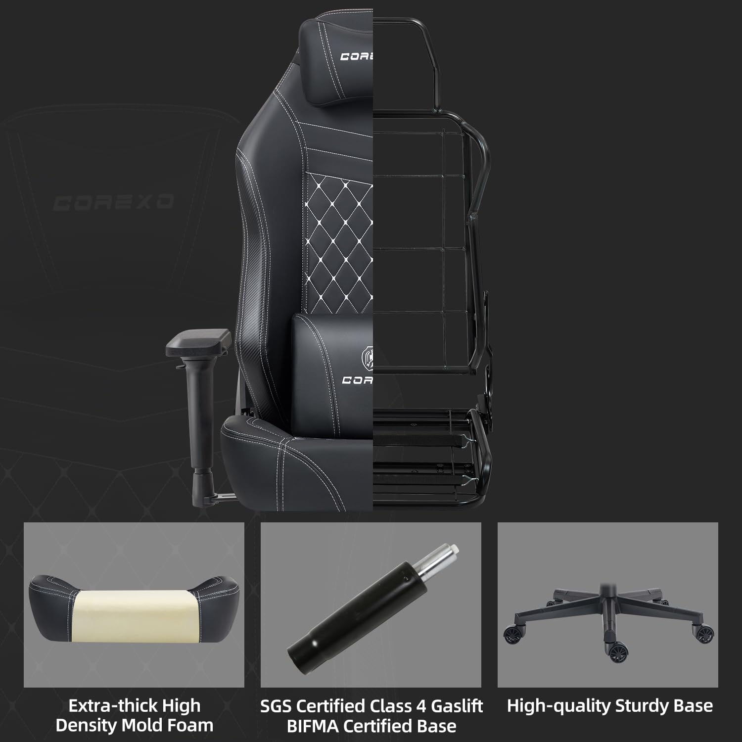 Ergonomic Gaming Chair with 4D Adjustable Armrests - High Back Computer Chair for Adults - Heavy Duty Big & Tall Office/Gaming Chair Supports 400lbs - Includes Footrest (Black) - Perfect for Esports, Streaming & Long Work Sessions