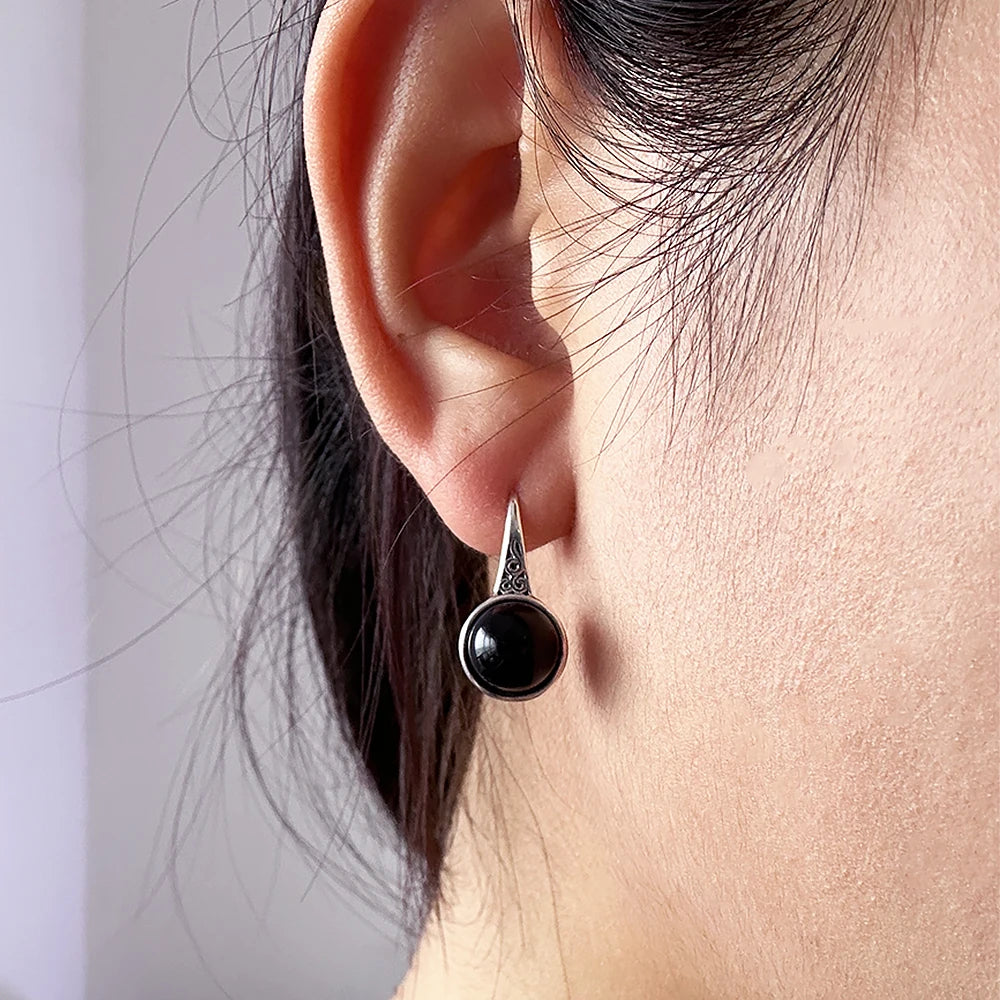 Dark Serenity Earrings - Elegant Gothic Dangle Earrings for Women, Sterling Silver Gothic Jewelry, Perfect for Halloween, Parties & Night Out