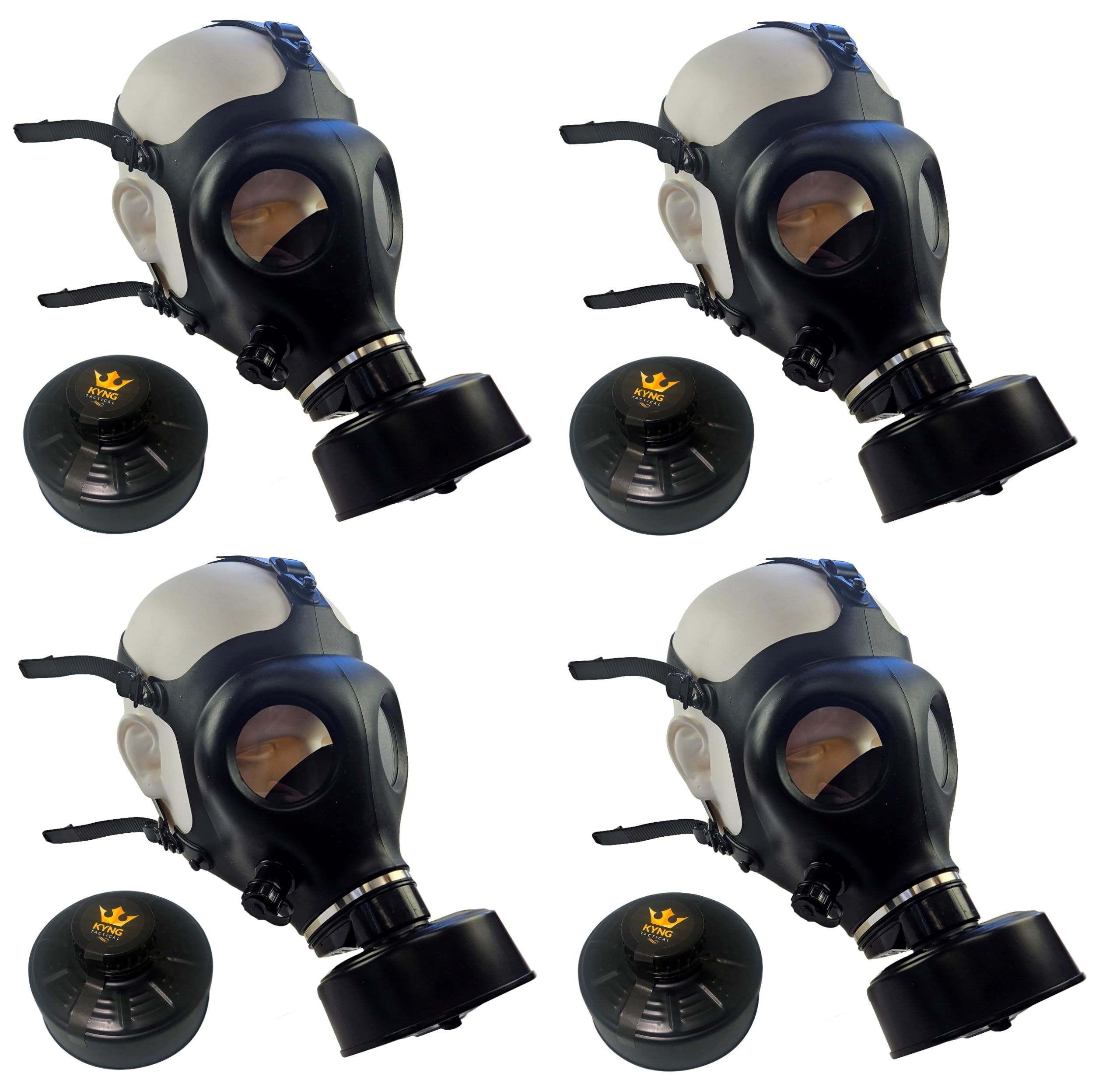 KYNG Gas Mask Respirator with 40mm Black Filter - 4 Piece Combo for Halloween, Emergency Prep & Survival - One Size Fits All - Perfect for Cosplay, Chemical Protection & Disaster Preparedness