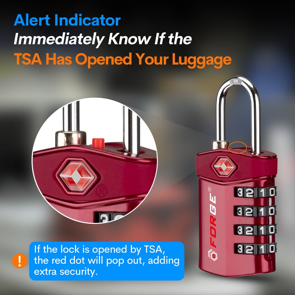 TSA Approved Forge Travel Lock - Secure Luggage Lock for Air Travel, Gym & School Lockers, Pelican & Gun Cases | Easy-Read Dials & Durable Alloy Body | Perfect for Airport Security, Travel Gear Protection & Equipment Safety
