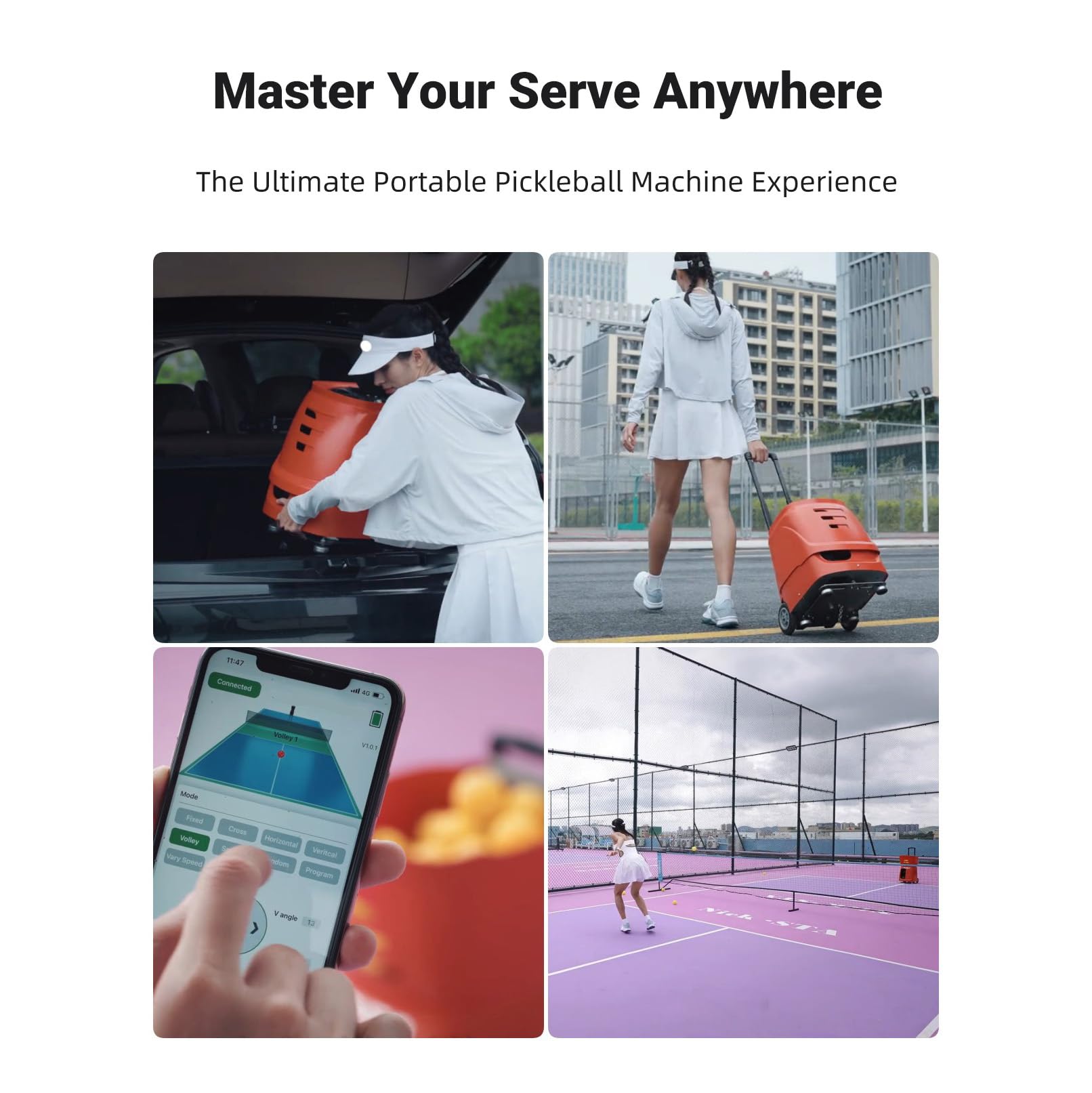 PT-Smart Pro Tennis Ball Machine with Internal Oscillation & Centered Ejection - Portable Tennis Training Equipment with App & Remote Control for Solo Practice, Coaching & Professional Training | Perfect for Backyard Drills, Court Practice & Tennis Lessons