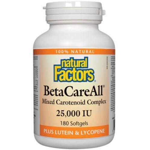 Natural Factors BetaCareAll 25,000IU Vitamin A Supplement - 180 Softgels for Immune Support & Eye Health - Perfect for Daily Wellness & Night Vision Enhancement