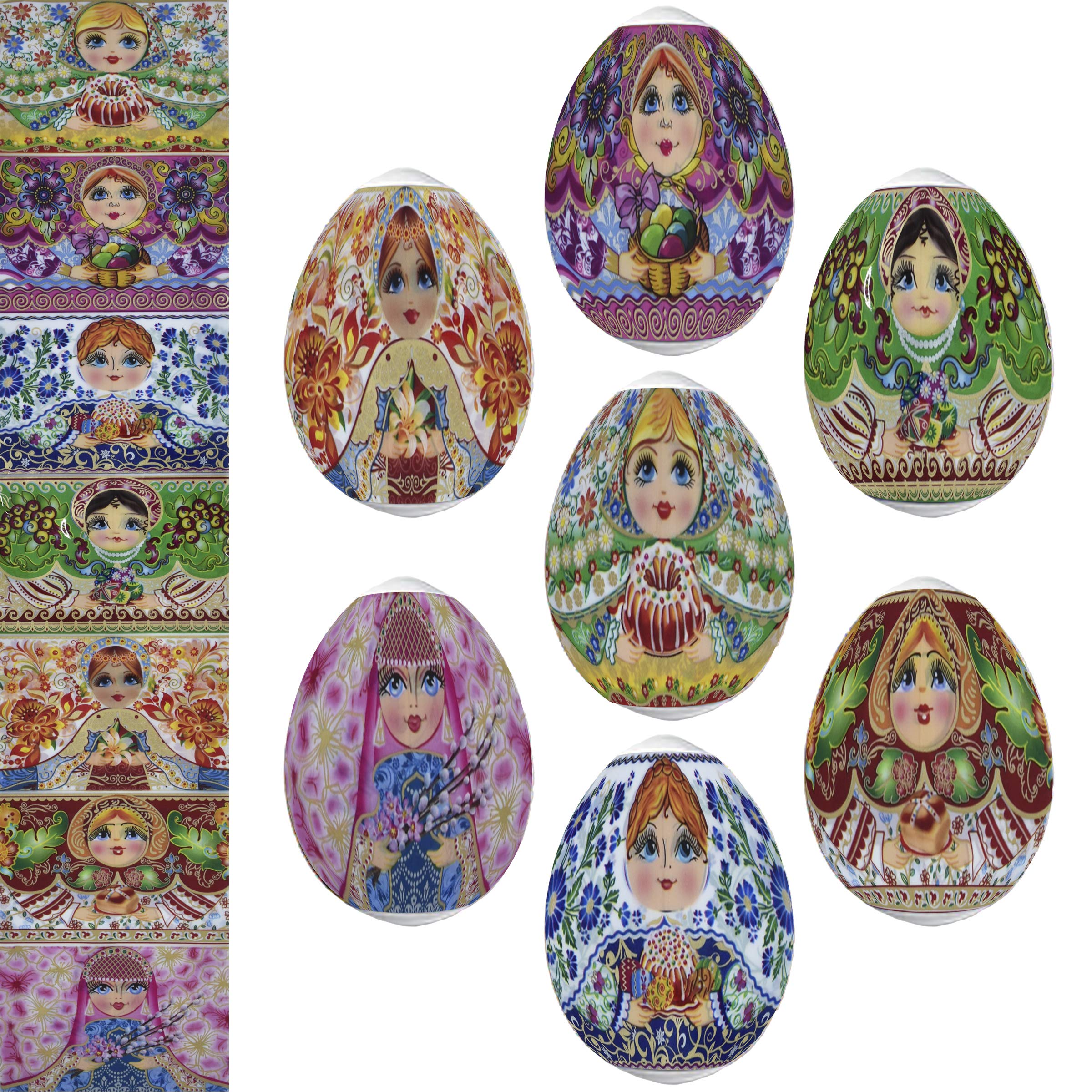 Diximus Thermo Heat Shrink Sleeve Easter Egg Wraps - Decorative Pysanky Egg Wrapping Kit for DIY Ukrainian Easter Eggs (Matryoshka Design) - Perfect for Easter Crafts, Holiday Decorations & Gift Wrapping