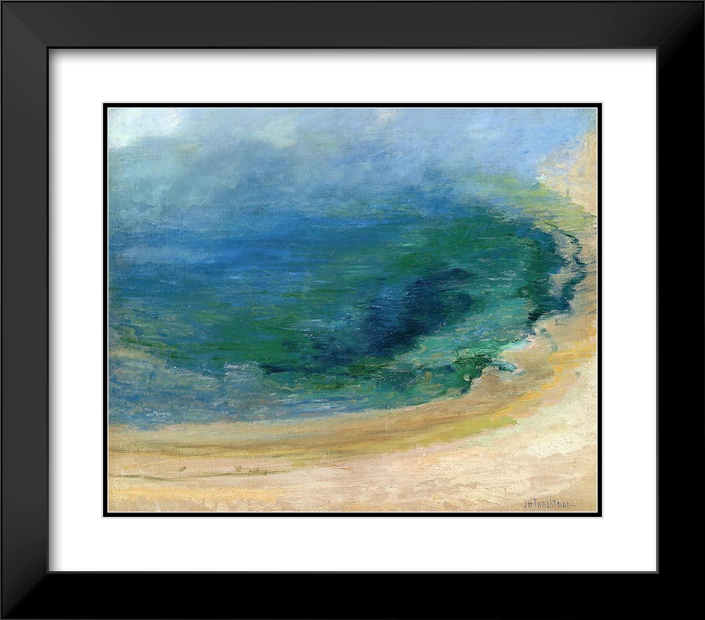 John Henry Twachtman Edge of the Emerald Pool Yellowstone - 23x20 Inch Black Modern Framed Art Print with Double Matting - Wall Decor for Living Room, Bedroom, Office & Gallery Display