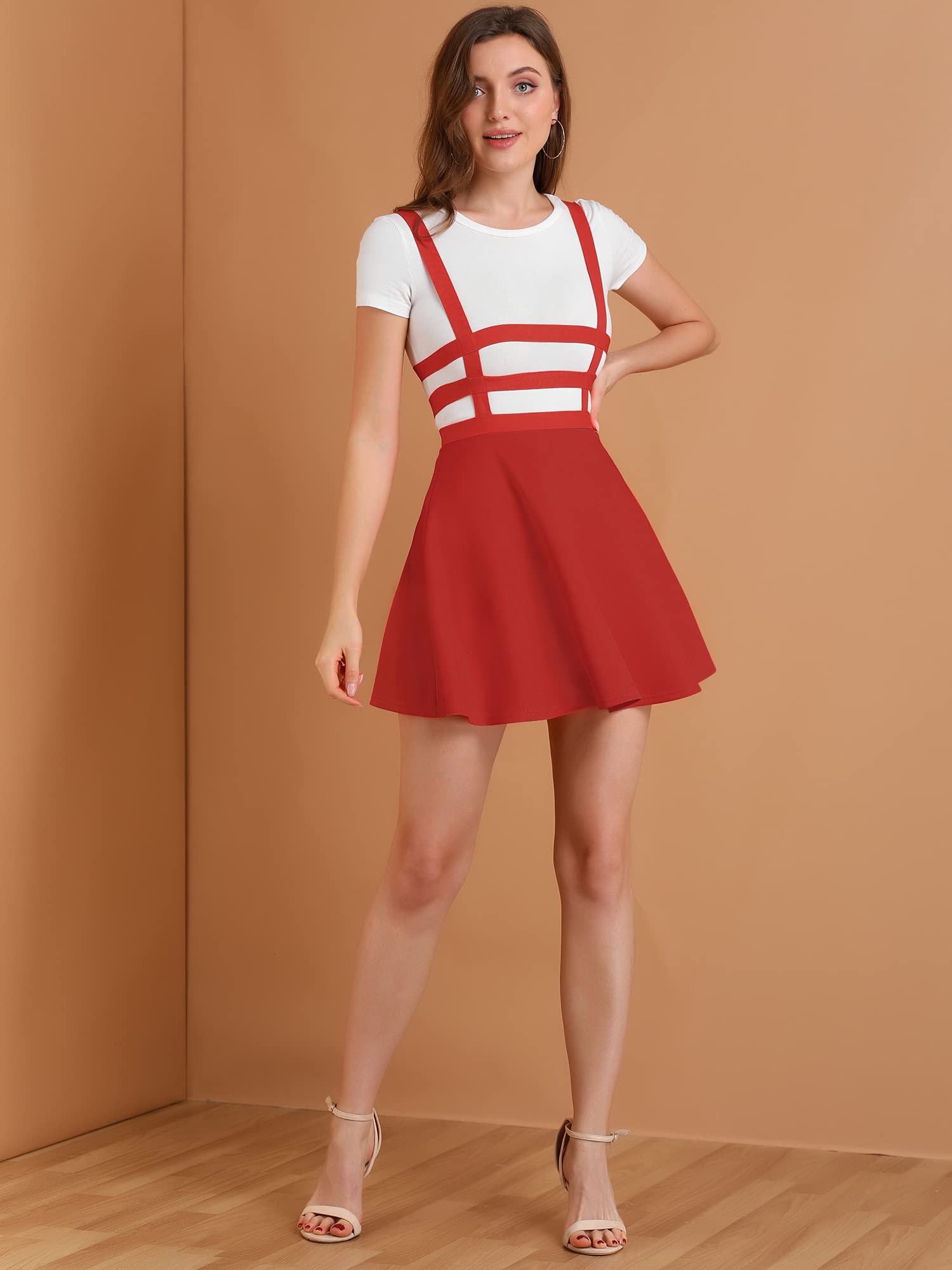 Allegra K Women's Pleated Overalls - Gothic Style Elastic Waist A-Line Suspender Skirt for Kawaii Fashion | Summer 2025 Trendy Outfit for Casual Wear, Cosplay & Street Style
