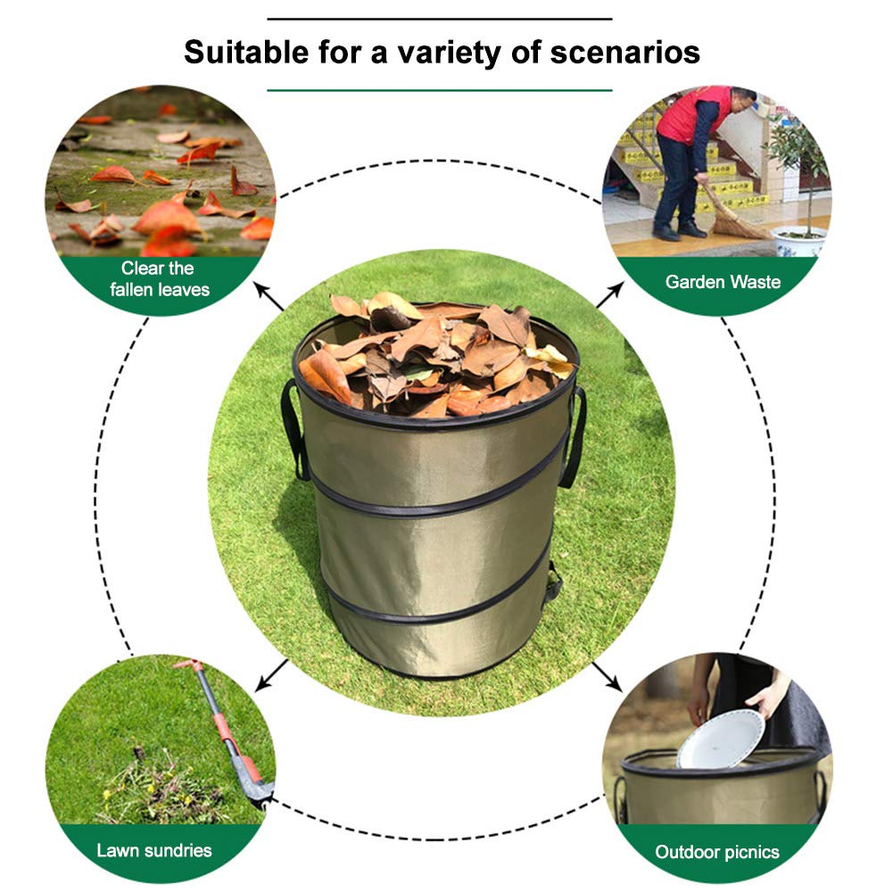 10 Gallon Collapsible Gardening Bag - Portable Pop-Up Outdoor Trash Can with Release Buckle for Leaves & Yard Waste | Perfect for Gardening, Camping & Home Use